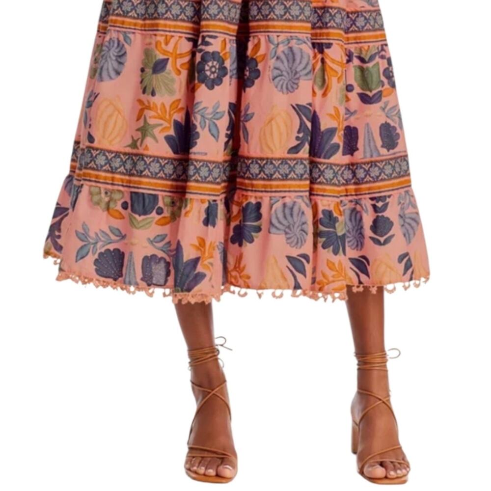 Farm Rio New Anthropologie Seashell Tapestry Midi Dress Pink Size S NWT - Picture 8 of 16